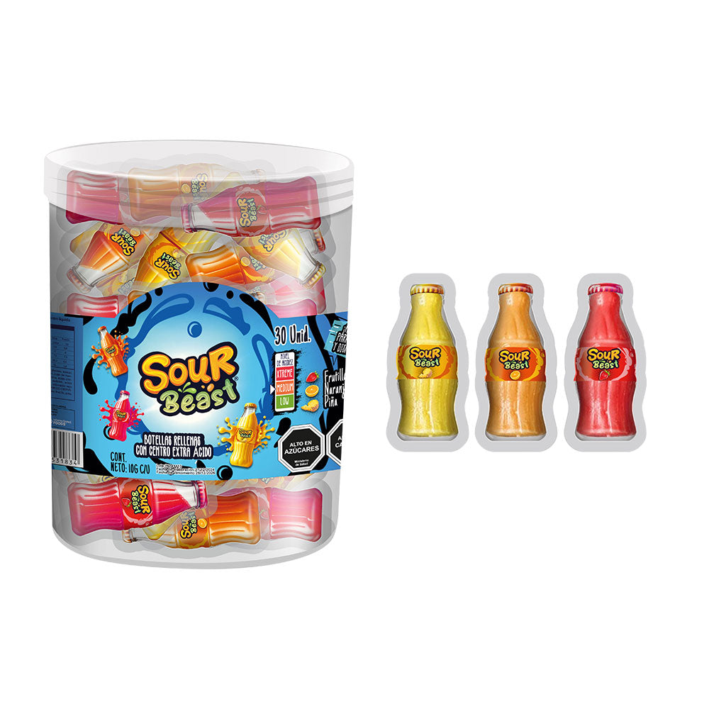 GOMITAS RELLENAS BOTELLAS SOUR BEAST 30 UNI
