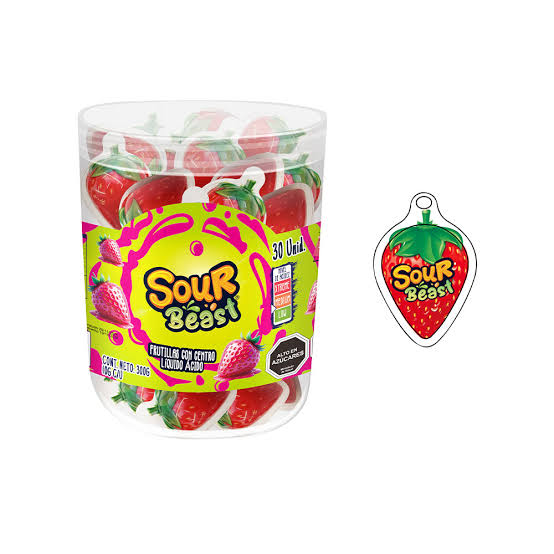 GOMITAS RELLENAS FRUTILLAS SOUR BEAST 30 UNI